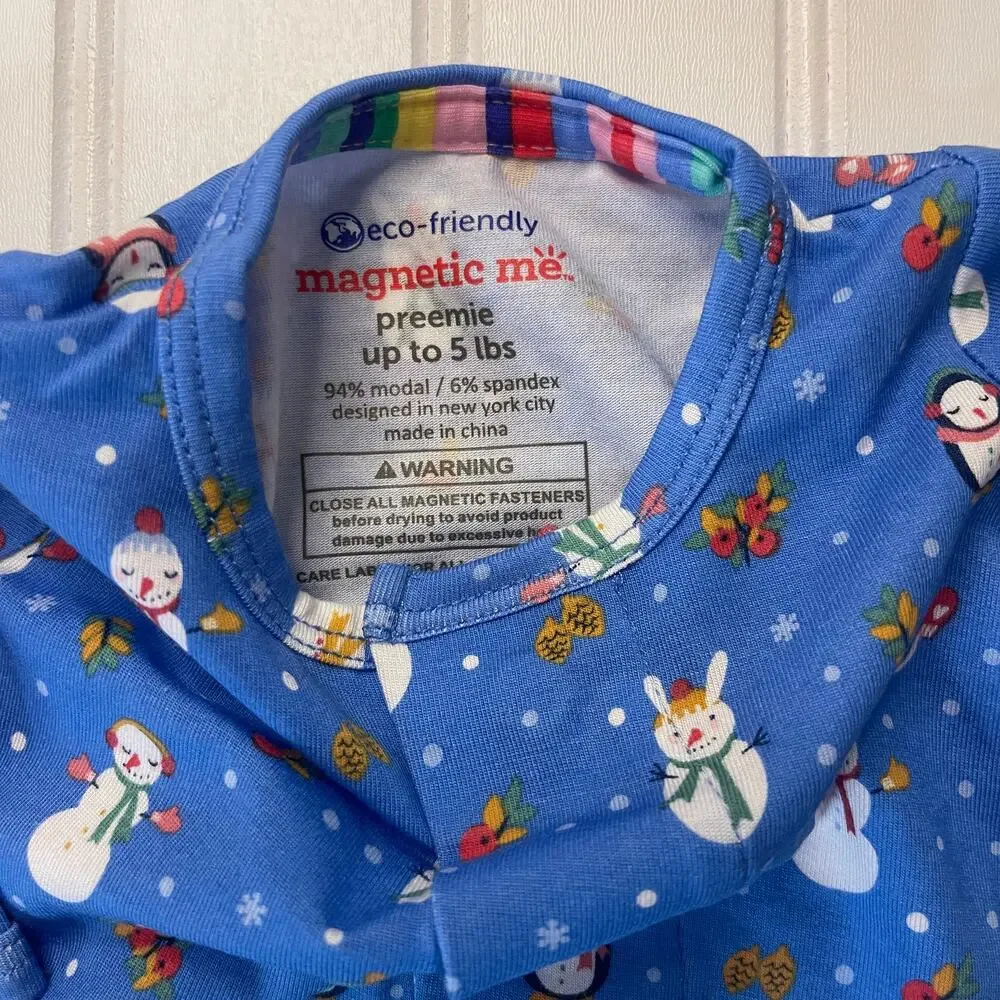 NWT Magnetic Me Snow Much Fun Modal Magnetic Footie Pajamas Preemie‎